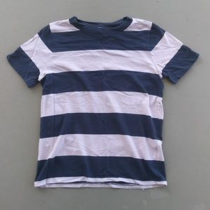 Madewell Navy Blue and Light Purple Striped T Shirt